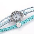 thumbnail image 3 of Reloj de pulsera tejido con diamantes de imitación de cuarzo y correa de cuero de PU para mujer a la moda (menta), 3 of 3