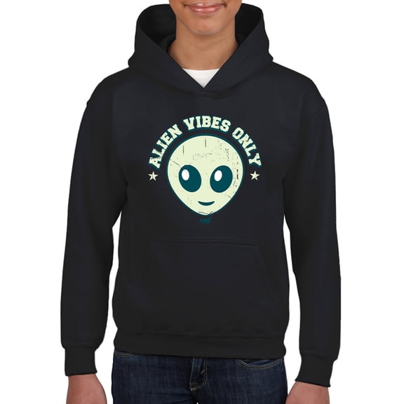 Alien Emoji Vibes Only - Retro UFO Space Graphic Youth's Hoodie