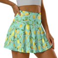 thumbnail image 5 of HELLHERO Elastic Women's Athletic Golf Skorts Skirts for Hiking Tennis, Lemons Green Leaves Polyester Spandex Blend Breathable Active Skort Built-in Shorts, 5 of 9