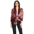 thumbnail image 5 of Sakkas Serina Women's Silky Soft Reversible Floral Woven Pashmina Scarf Shawl Wrap - Burgundy - One Size Regular, 5 of 5