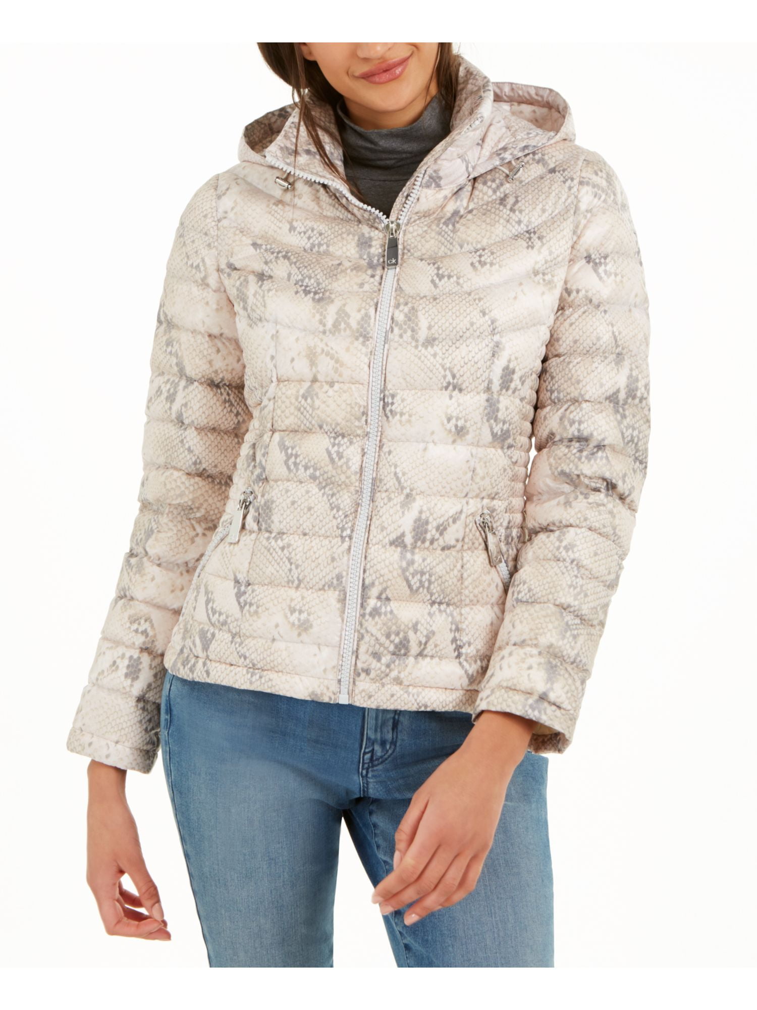 syndroom postzegel handel CALVIN KLEIN Womens Beige Pocketed Zippered Hooded Puffer Winter Jacket Coat  XS - Walmart.com