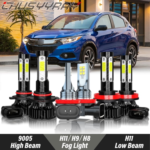 For Honda HR-V HRV 2019-2021 LED Front Headlight High Low Beam Fog Light Bulbs Kit 6000K Pure White 6x