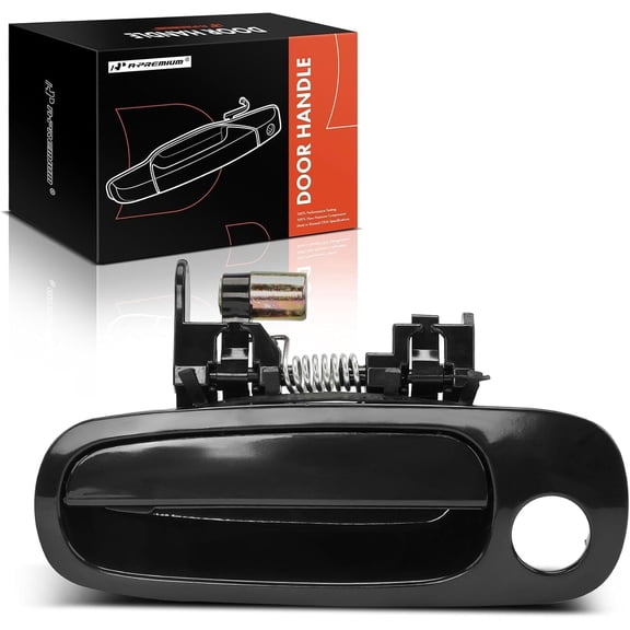 A-Premium Front Driver Side Exterior Door Handle with Keyhole Compatible with Toyota Corolla & Chevrolet Prizm, 1998 1999 2000 2001 2002, Smooth Black, Replace# 6922002030, 6922002040C0