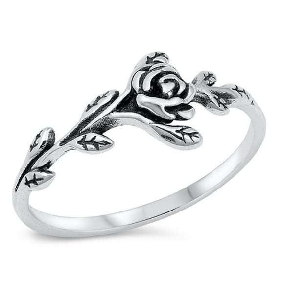 Sideways Leaf Rose Ring .925 Sterling Silver Band Jewelry Female Male Unisex Size 6