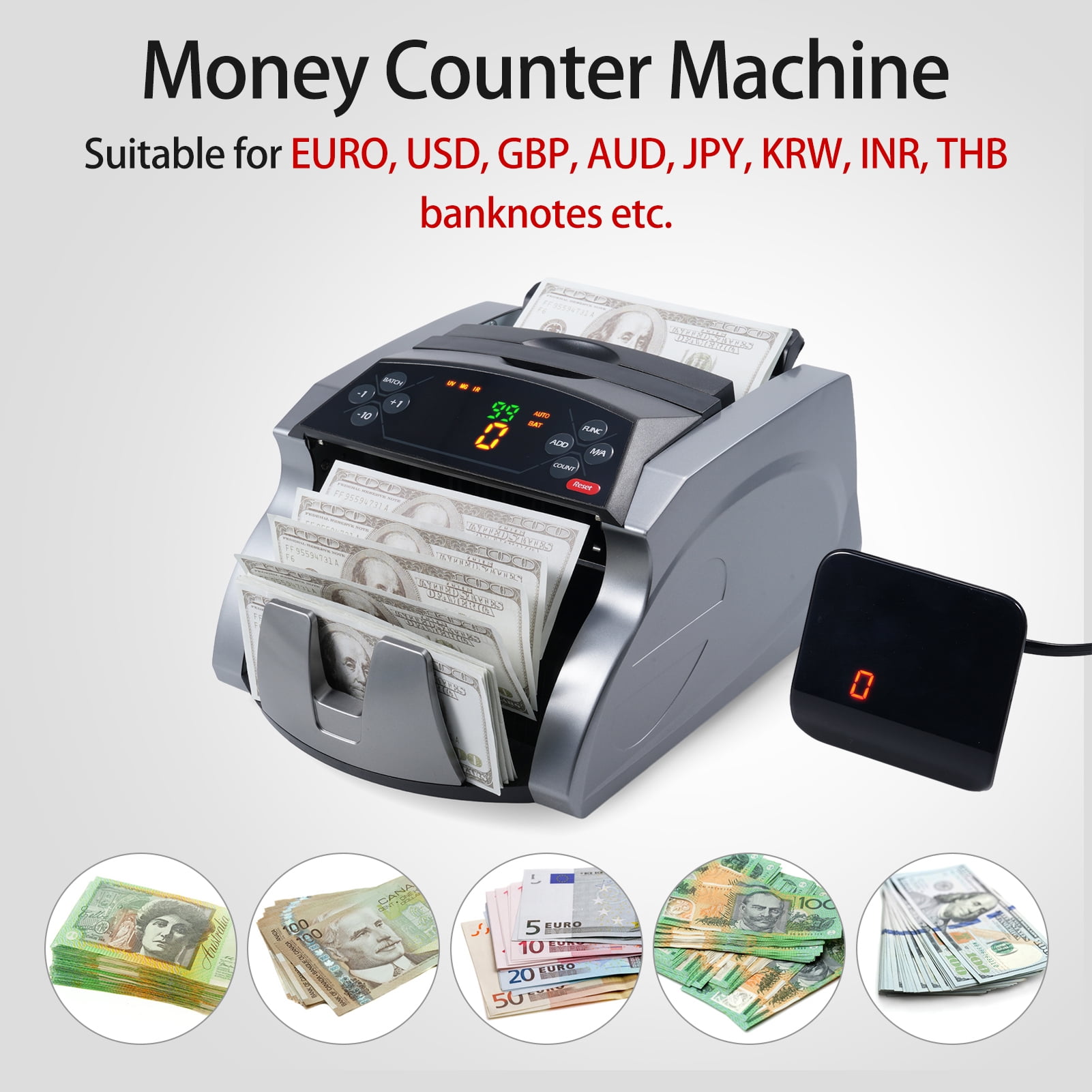 TFixol NX-521 High-Speed Currency Counter with UV/R/MG Detection, 1200  Bills/Min, Multi-Currency Support (USD/EUR/GBP/INR/KRW/THB/JPY), Stackable  Design, Batch/Count/Detection/Auto/Manual Modes, - Walmart.ca