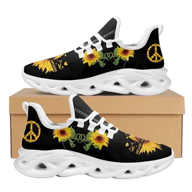 Zapatos de mujer con diseño de girasol y amor de melocotón, cómodos y vulcanizados, zapatillas deportivas ligeras para correr.