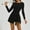 Black, variant on Womens Tennis Dress High Neck Long Sleeved Wrap Skirt Built in Shorts Golf Athletic Dress Workout Rompers, Plus Size BlackM