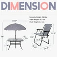 thumbnail image 3 of 8-Piece Outdoor Patio Dining Set with Umbrella, Garden Outdoor Furniture Table Set, Glass Table and 6 Folding Chairs, 3 of 6
