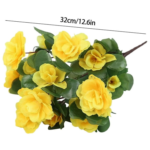 QYXQPYO 1 Bunch Artificial Rose Flowers Yellow Faux Plants Fake Rose Arrangement Silk Bouquet for Home Office Parties and Wedding Decoration