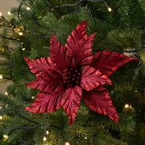 Glitter Christmas Flowers 9.8 in Artificial Poinsettia Flower Christmas Tree Flower Decorations Xmas Tree Ornaments