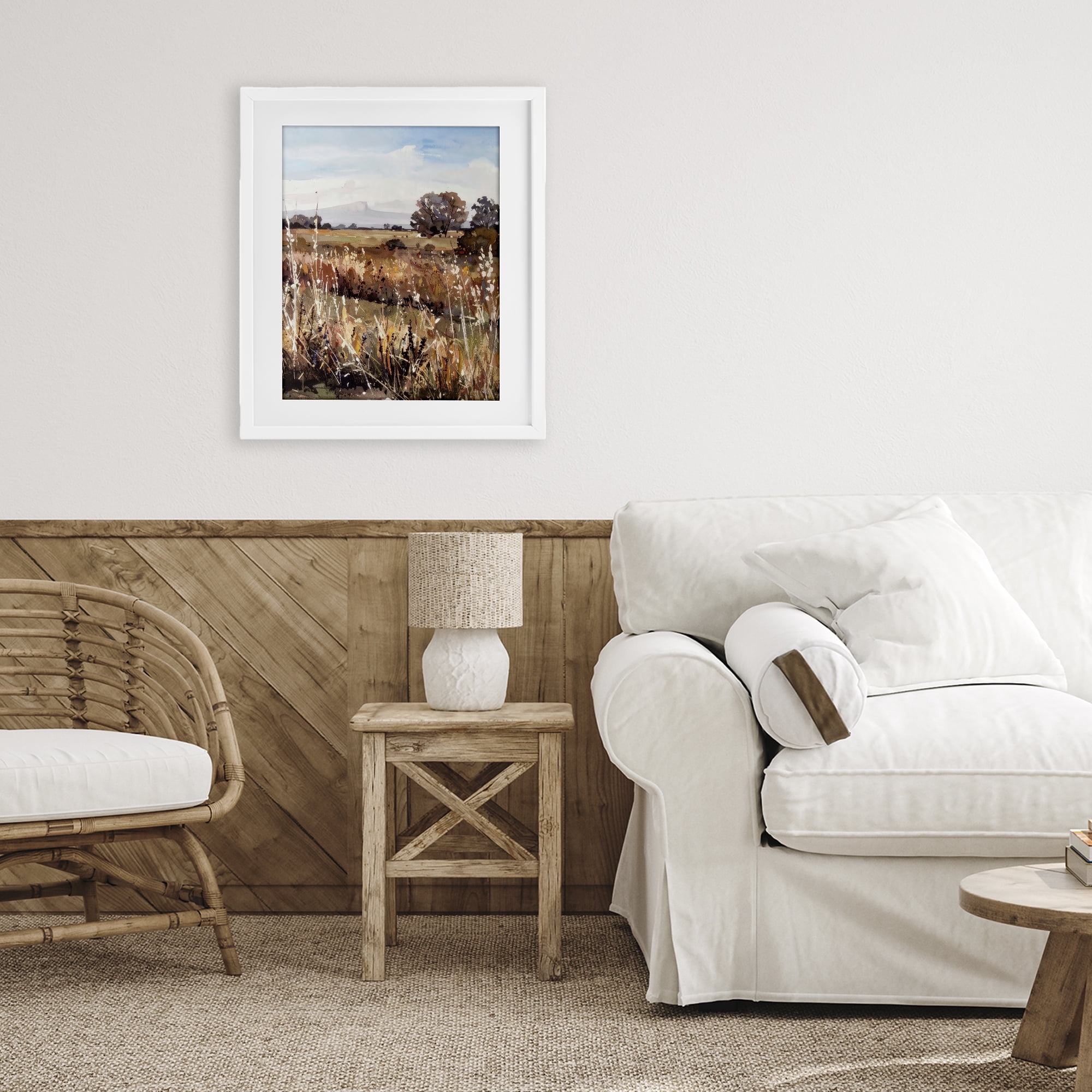 Stupell Industries Peaceful Meadow Expression White Framed Print Under Glass, design by Alonza Saunders
