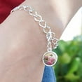 thumbnail image 3 of Pink Roses and Butterly Silver Plated Bracelet with Antiqued Charm, 3 of 5