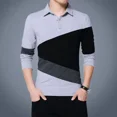 thumbnail image 3 of Tops Jersey ajustado Ropa masculina Camisetas polo de gran tamaño para hombres Corte entallado Empalmado Talla grande Moda Harajuku Manga larga normal S, 3 of 4