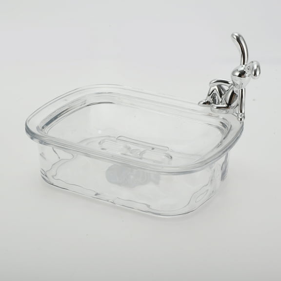 Unique Bargains 1 Pc Waterproof Soap Holder Rabbit Pattern Clear Soap Holder for Bathroom 5.51"x4.13"x1.65"