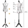 thumbnail image 3 of Bonnlo Female Dress Form Pinnable Mannequin Body Torso with Wooden Tripod Base Stand (Monogram Pattern, 6), 3 of 8