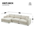 thumbnail image 3 of 134" Oversized L Shaped Corduroy Sectional Sofa with 50" Chaise Lounge, USB Charging Ports and Cup Holders, Comfortable Living Room Couch for Family Movie Nights, 3 of 8