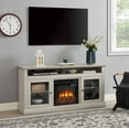 thumbnail image 2 of Modern TV Stand for TVs up to 65 inch, Fireplace TV Cabinet with 2 Sliding Doors and 4 Storage Shelves, Entertainment Center Console Table, for Living Room Bedroom, Gray, D7521, 2 of 8