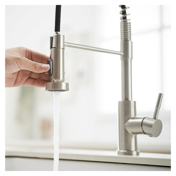 Kitchen Faucet with Pull Down Sprayer, Brushed Stainless Steel Single Handle Sink Faucets - 360° Swivel, Pull Out, Dual Mode, CUPC Certified Brushed Nickel   Kitchen