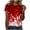 Red, variant on Women's Casual Sparkling Crystal Printed Round Neck Short Sleeved Top Work Shirt