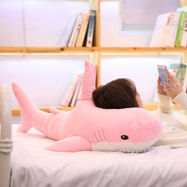 140CM gran simulación suave lindo tiburón juguetes de peluche Kawaii relleno niños niñas encantador Animal almohada para regalos de cumpleaños