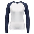 thumbnail image 4 of HLKJKLS Long Sleeve Shirts For Women Autumn Long Sleeve Slim Stretch Color Matching Top Casual Polyester Spandex Basic Layering Shirt Blue Xs-Xl, 4 of 4