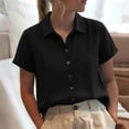 thumbnail image 6 of Stamzod Womens Casual Button Up Shirt Summer Collared Short Sleeve Tops Dressy Work Blouses Beach Vacation Clothes Black XXL, 6 of 8