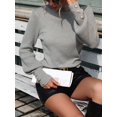 thumbnail image 4 of Women'S Autumn and Winter Sweaters, Lantern Sleeve Knitted Pullovers, Sweater Tops Grey L, 4 of 8
