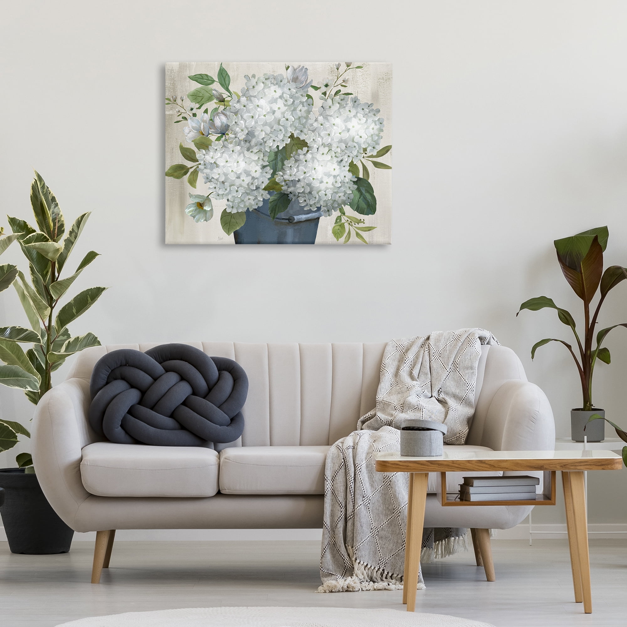 Stupell Industries Country Hydrangea Vase Botanical & Floral Painting Gallery Wrapped Canvas Art Print Wall Art, 40 x 30