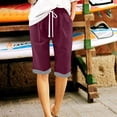 thumbnail image 4 of Cutuoiiu Casual Womens Bermuda Shorts Cotton Linen-Like Drawstring Closure with Striped Trim and Pockets for Summer Gift, 4 of 7