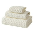 thumbnail image 2 of Bath Towel Polyester Bath Towel Cotton Waffle Bath Towel 3-Piece Set,Rice White A, 2 of 9