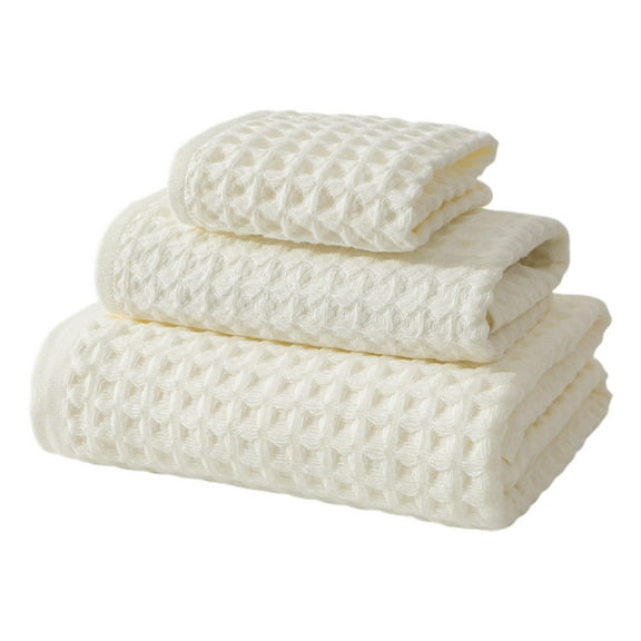 Gnwei Cotton Waffle Towels Set for Bathroom 3Pcs, Turkish Cotton Bath Towels Sets for Bathroom Soft Highly Absorbent 650 GSM with 1 Bath Towel, 1 Hand Towel, 1 Washclothe