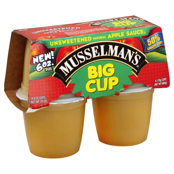 Musselman's Big Cup Unsweetened Applesauce 46 oz. Cups
