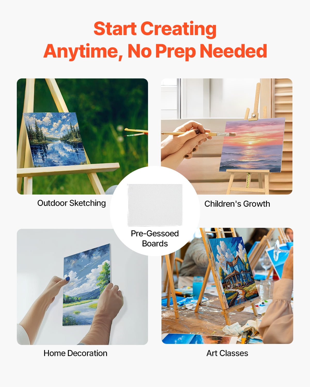 VEVOR Canvas Boards for Painting, 8 x 10 Inch White Canvases for Painting, 24 Pack Painting Canvas Panels for Sketching, Acrylic and Oil Painting, Watercolor, Paint Canvas for Kids and Professionals