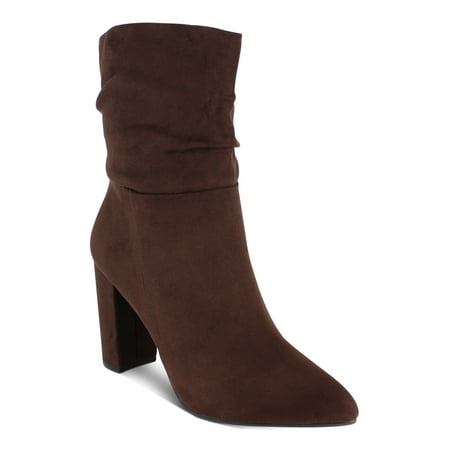 

ZIGI SOHO Womens Brown Cushioned Saray Pointed Toe Block Heel Slip On Dress Slouch Boot 8.5