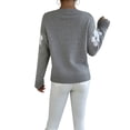 thumbnail image 5 of Women'S Floral Pattern Crewneck Long Sleeve Drop Shoulder Sweaters Pullover Tops Light Gray L, 5 of 10