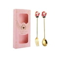 thumbnail image 1 of Juego de Tenedores de Cucharas Navideñas, Kits de Cubiertos Navideños, Cuchara de Sopa, Postre, Cucharas de Té, Cubiertos, Juego de Cubiertos para Res rosa mayor Sunnimix postre cucharas tenedores, 1 of 8