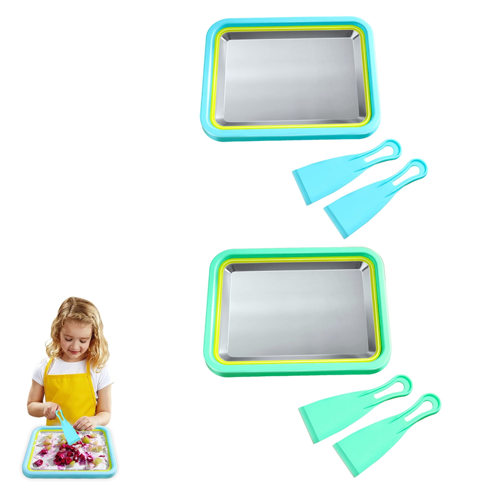 Rolled Ice Cream Maker - Freeze Plate with 2 Scrapers for Home Dessert Lovers and Party