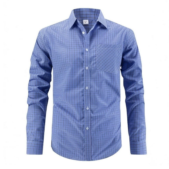 Men's Dress Shirt Long Sleeve Business Bamboo Fiber Shirt Regular Fit Causal Non Iron Shirt with Pocket Blue M