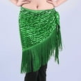 thumbnail image 2 of Nfurl Sequin Tassel Skirt for Women Shiny Belly Dance Hip Scarf Rave Party Festival Mini Skirts Trendy Glitter Sparkly Fringe Skirt Green Free Size, 2 of 7
