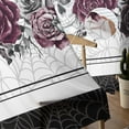 thumbnail image 5 of Halloween Semi Sheer Curtains 63 Inch Length 2 Panels Set, Black Purple Skull Roses Horror Flower Sheer Kitchen Curtain Privacy Voile Window Curtain for Living Room Bedroom Rod Pocket Drapes, 5 of 7