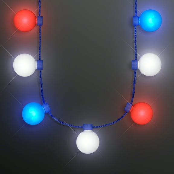 Red White & Blue LED Globes Light Up Necklace