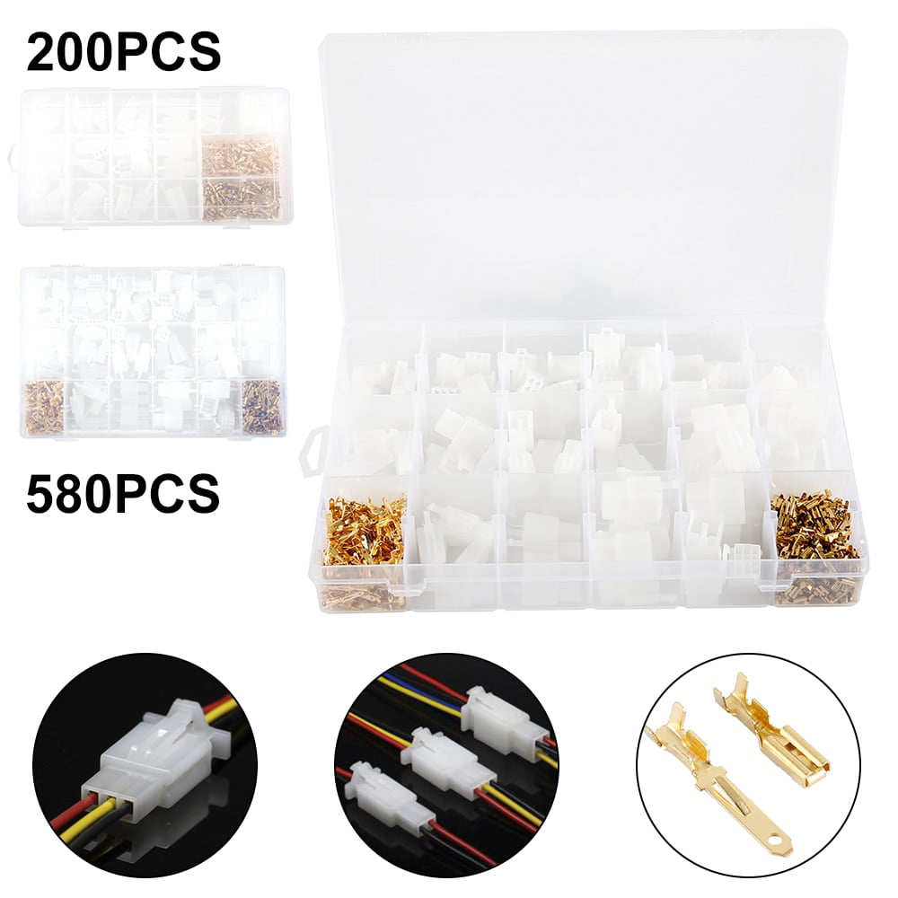 200Pcs 2 3 4 6 Pin Wire Connector Housing Terminal Male Female Plug Assortment Kit for Bike Car Boats Motorcycle 2.8mm Electrical Connectors 20Set 
