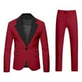thumbnail image 5 of Fgnfyis Men's Suits for Events Parties Weddings and Everyday Wear Slim Fit with Stylish Neckline Design Versatile Year Round Attire for Modern Men Trousers Sets Red S, 5 of 5