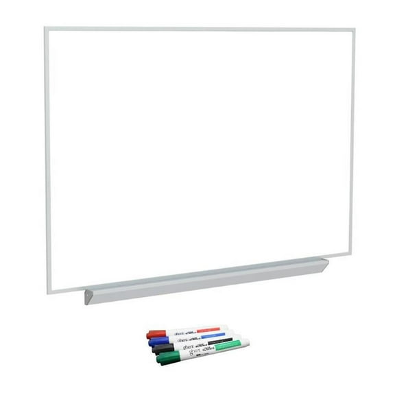 Home Square 2-Piece Set with Whiteboard & Markers Assorted 4 Pack in Multi-Color