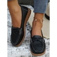 thumbnail image 4 of Ritualay Women Boat Shoes Slip On Flats Driving Loafers Classic Wedge Heel Wedges Womens Ladies Comfort Moccasin Black 6.5, 4 of 8