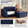 thumbnail image 6 of Holaki 75" Convertible Sofa Bed, L-Shaped Boneless Loveseat Couch for Living Room, Modular Sectional Sofa with Movable Ottoman, Modern Corduroy Floor Couch with Cup Holders & Pockets, Blue, 6 of 10
