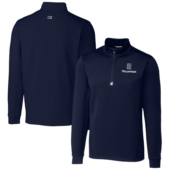 Men's Cutter & Buck Navy PGA TOUR Volunteers Big & Tall Traverse Stretch Quarter-Zip Pullover Top
