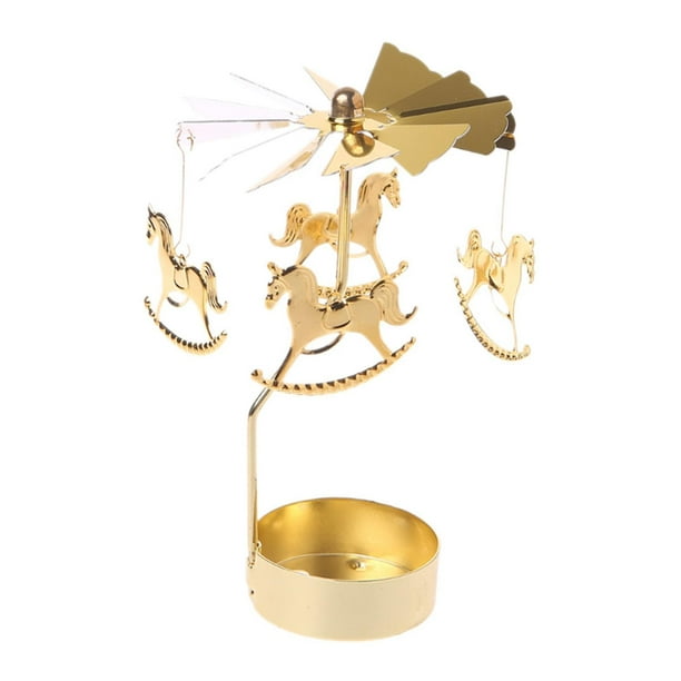 Portavelas giratorio Candelabros Giratorios Con Luz De Té De Navidad Candelabro De Metal Decoración Para El Hogar De Navidad Carrusel Carrusel Magideal Portavelas giratorio