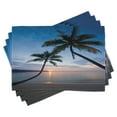 thumbnail image 1 of Ambesonne Tropical Place Mats Set of 4, Sunset Beach Thailand, Standard Size, Blue Black Pale Pink, 1 of 6