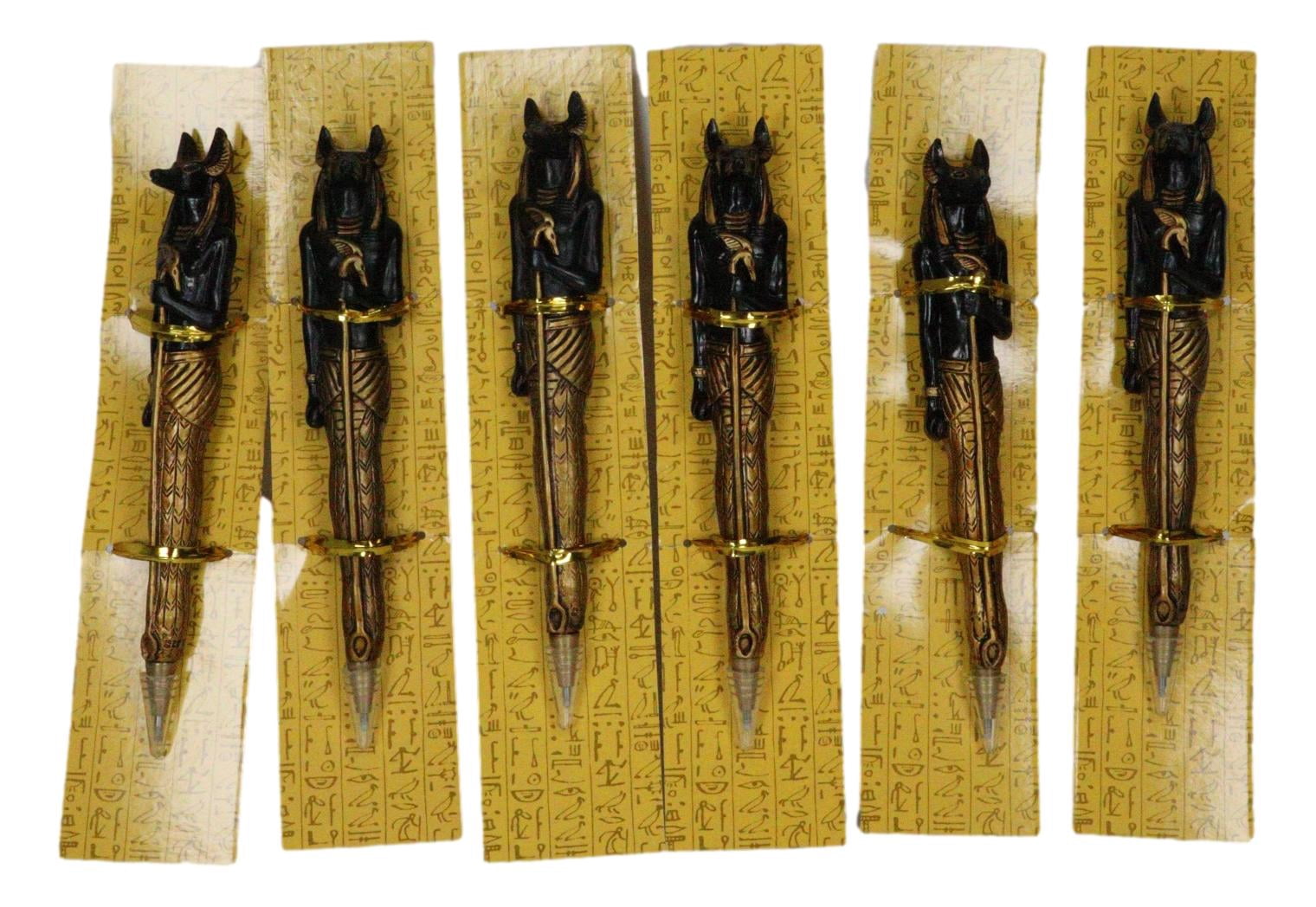 Egyptian Anpu Temple Of Anubis Hieroglyphic Ballpoint Pen Set of 6 Gods Of Egypt
